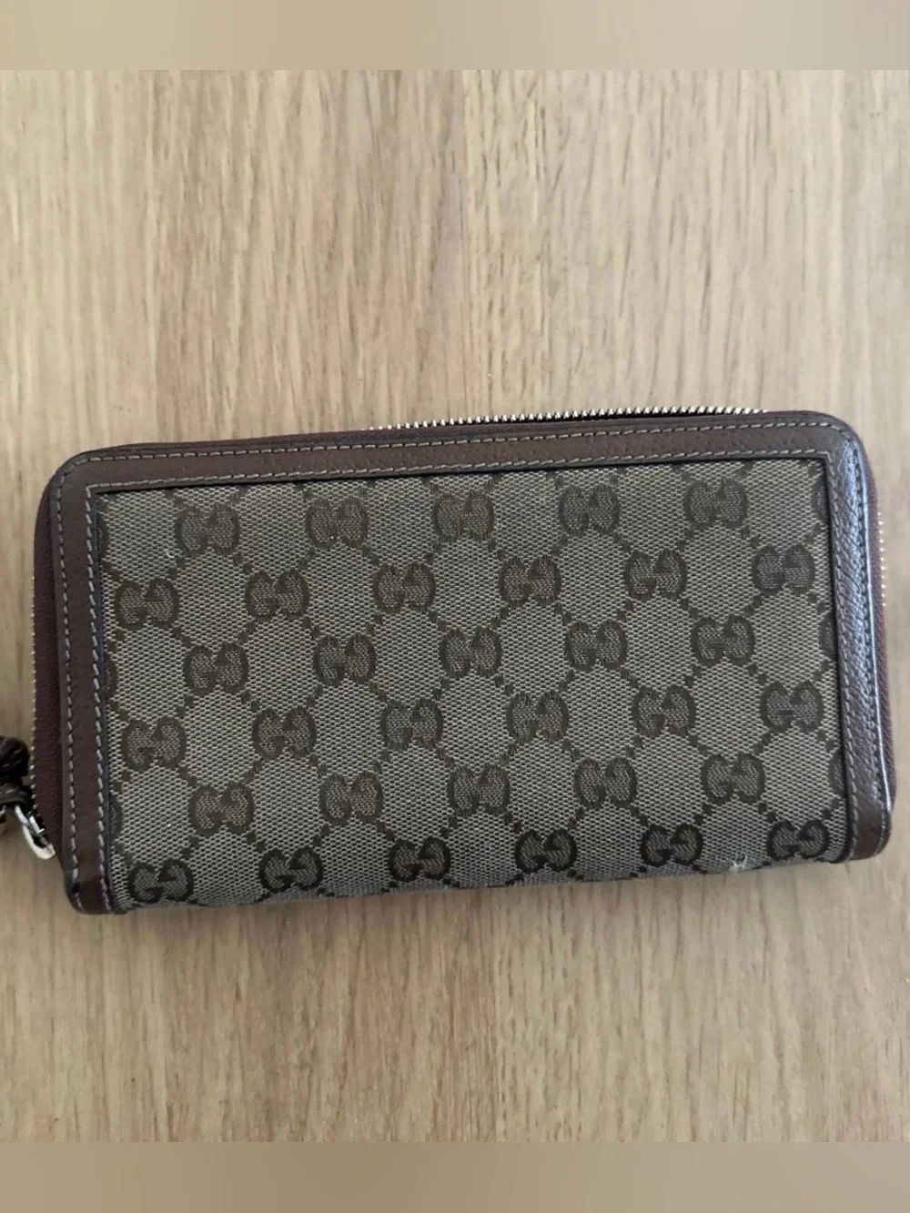 Gucci Brown GG Supreme Zip-Around Wallet